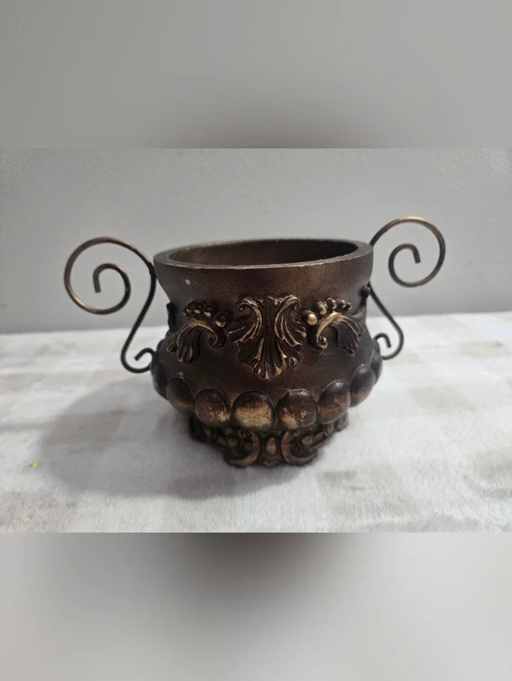 Antique-Style Decorative Brass Finish Vase - Bronze